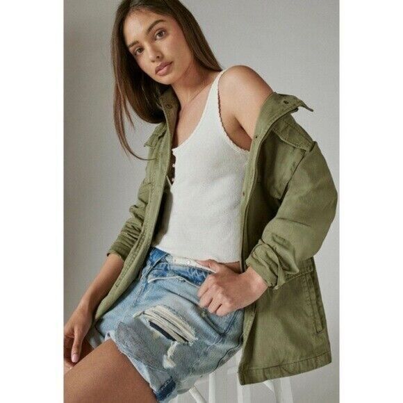 Lucky Brand Green Four Pocket Full Zip Military Utility Jacket S - Picture 1 of 5